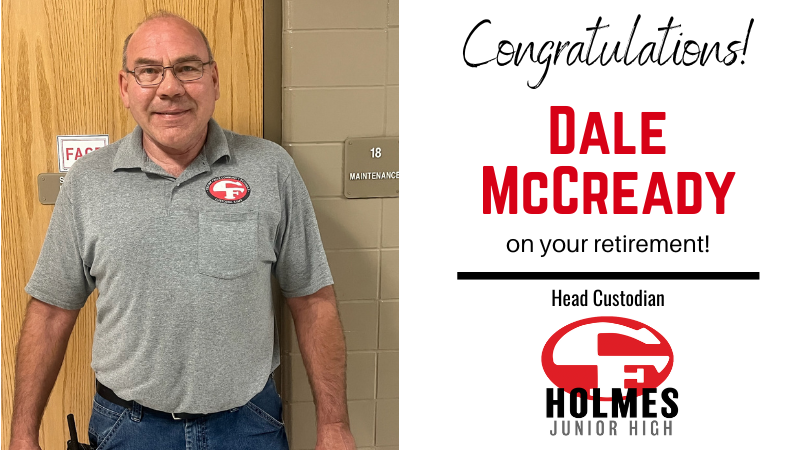 Congratulations Dale McCready on your retirement! Thank you for your dedication and service to our students and our District, and best wishes on your next adventures!