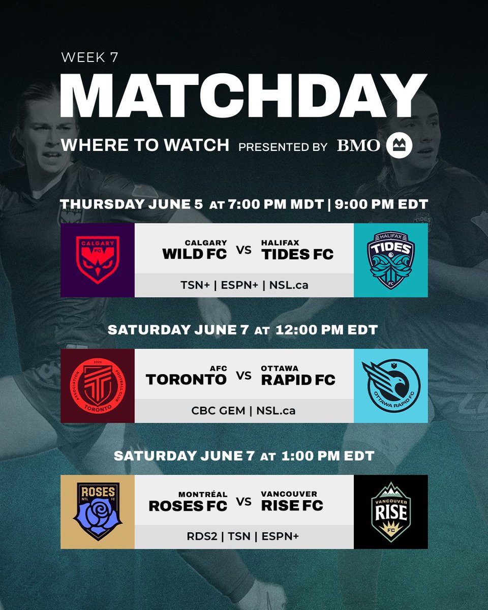 Did you miss us? Cause we're back for Week 7 of the NSL! Full schedule and where to watch, presented by <a href="/BMO/">BMO</a>.