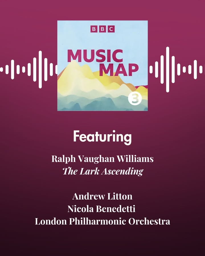 My recording of Ralph Vaughan Williams's 'The Lark Ascending' with Nicola Benedetti and the London Philharmonic is being featured for the next two weeks on BBC Radio 3's Music Map! 

If you would like to listen to the episode: zurl.co/oAzm5