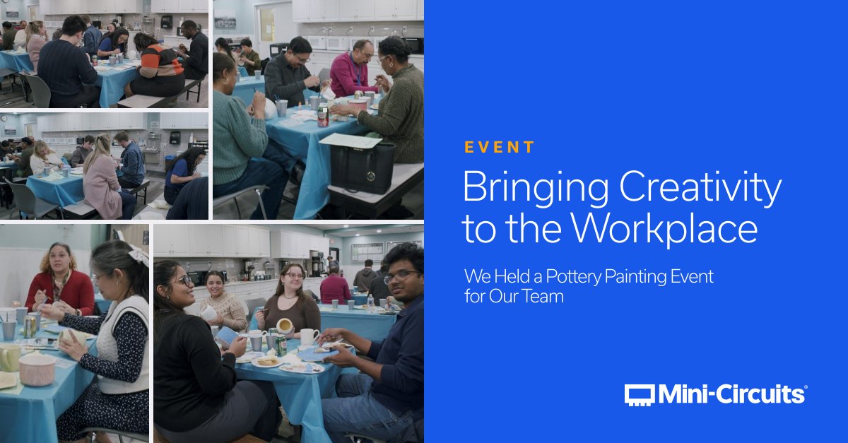Each month, Mini-Circuits hosts a new event to celebrate the importance of our team and to engage in unique experiences. We recently partnered with ColorMeMine to host a relaxing and creative pottery painting event. Read more on our blog:

hubs.ly/Q03pRJTr0

#companyculture