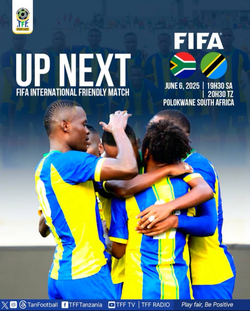 Leo tarehe 03.06.2025, Timu ya Taifa ya Jamhuri ya Muungano wa Tanzania (Taifa Stars) imewasili salama nchini Afrika Kusini, kwa ajili ya Mechi ya Kirafiki ya Kimataifa na Timu ya Taifa ya Afrika Kusini (Bafana Bafana) tarehe 06.06.2025 jijini Polokwane. Mara baada ya mechi hiyo,