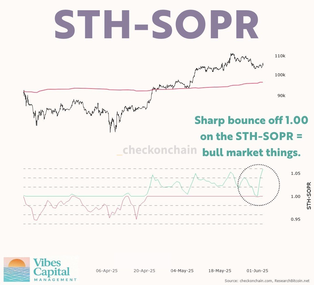 Sharp bounce off 1.00 on the short-term holder SOPR = bull market things. Higher.
