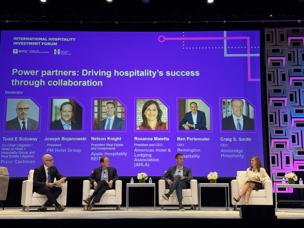 American Hotel & Lodging Association (@ahla) on Twitter photo It's Day 2 of <a href="/NYUIHIF/">NYU International Hospitality Investment Forum</a>! What a great session on collaboration as <a href="/AHLACEO/">Rosanna Maietta</a> Rosanna Maietta joined these power partners on stage for a thoughtful discussion:
🔴 AHLA Executive Committee Member Craig S. Smith, <a href="/AimHosp/">Aimbridge Hospitality</a>
🔴 AHLA Board Member Joseph Bojanowski, <a href="/PMHotelGroup/">PM Hotel Group</a>
🔴 Nelson It's Day 2 of <a href="/NYUIHIF/">NYU International Hospitality Investment Forum</a>! What a great session on collaboration as <a href="/AHLACEO/">Rosanna Maietta</a> Rosanna Maietta joined these power partners on stage for a thoughtful discussion:
🔴 AHLA Executive Committee Member Craig S. Smith, <a href="/AimHosp/">Aimbridge Hospitality</a>
🔴 AHLA Board Member Joseph Bojanowski, <a href="/PMHotelGroup/">PM Hotel Group</a>
🔴 Nelson