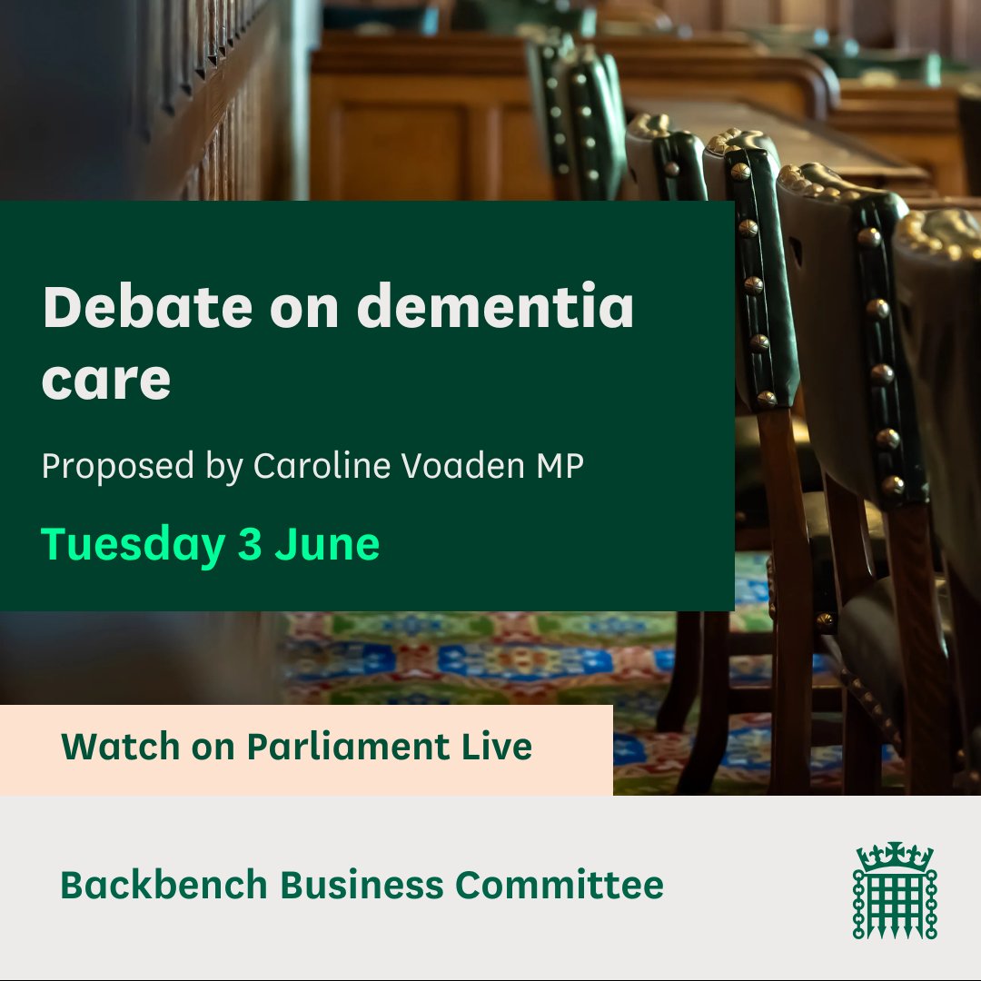 Backbench Business Committee (@commonsbbcom) on Twitter photo MPs are holding a debate on dementia care, put forward by <a href="/CarolineVoaden/">Caroline Voaden MP</a>
📚Read the <a href="/commonslibrary/">Commons Library</a> debate pack: commonslibrary.parliament.uk/research-brief…
📺Watch on Parliament live: parliamentlive.tv/Event/Index/bd… MPs are holding a debate on dementia care, put forward by <a href="/CarolineVoaden/">Caroline Voaden MP</a>
📚Read the <a href="/commonslibrary/">Commons Library</a> debate pack: commonslibrary.parliament.uk/research-brief…
📺Watch on Parliament live: parliamentlive.tv/Event/Index/bd…