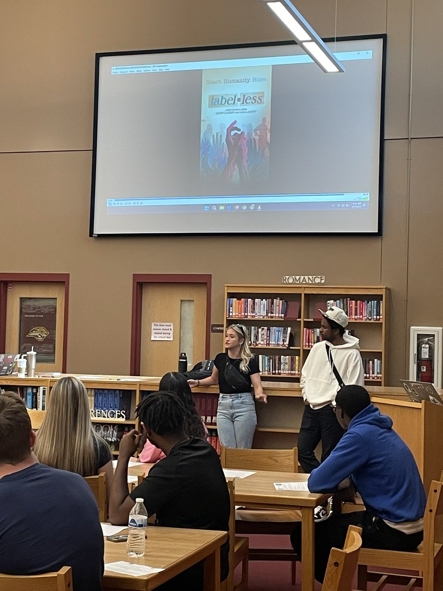 Always nice to have one of our former FMPs back to share wisdom with the current group. Thanks to @labellessmusical cast members @kendall_maley14 and @justindaxtbobbs for taking the time to talk about the show, its message and mentoring beyond high school. <a href="/RCHS_Jaguars/">Cooper HS</a>