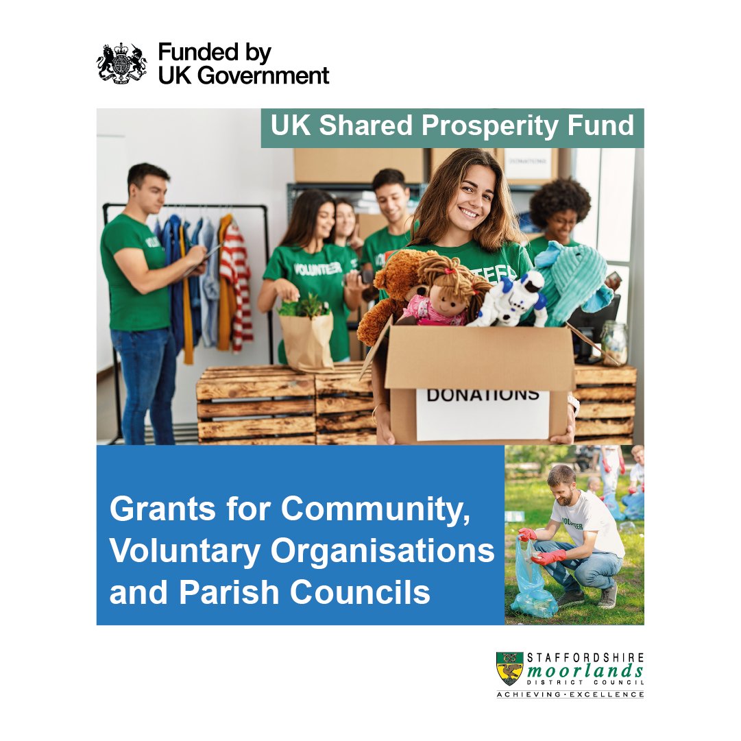 Community organisations, including town and parish councils, can now apply for the Staffordshire Moorlands Community Infrastructure Capital Grant, and the Staffordshire Moorlands Arts and Events Grants.

The closing date for applications is 15 June 2025!
staffsmoorlands.gov.uk/UKSPFGrants-Fu…