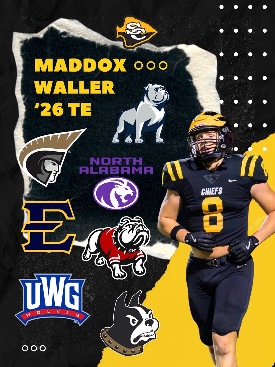 Maddox Waller (@maddoxwaller162) on Twitter photo Very blessed to be given the opportunity to play at the next level… Looking forward to competing this summer! #first7
<a href="/SequoyahChiefs/">Sequoyah Chiefs Football</a> <a href="/ChiefsRecruits/">Sequoyah Chiefs Football Recruits</a> <a href="/Velocity_FB/">Velocity Football Academy™</a> <a href="/TEwracademy/">Terrence Edwards</a> <a href="/RecruitGeorgia/">Recruit Georgia</a> <a href="/Nxt_Gen_Academy/">NextGen Academy</a> <a href="/coachkeels4/">Coach Keels</a> <a href="/RustyMansell_/">Rusty Mansell</a> <a href="/ChadSimmons_/">ChadSimmons</a> Very blessed to be given the opportunity to play at the next level… Looking forward to competing this summer! #first7
<a href="/SequoyahChiefs/">Sequoyah Chiefs Football</a> <a href="/ChiefsRecruits/">Sequoyah Chiefs Football Recruits</a> <a href="/Velocity_FB/">Velocity Football Academy™</a> <a href="/TEwracademy/">Terrence Edwards</a> <a href="/RecruitGeorgia/">Recruit Georgia</a> <a href="/Nxt_Gen_Academy/">NextGen Academy</a> <a href="/coachkeels4/">Coach Keels</a> <a href="/RustyMansell_/">Rusty Mansell</a> <a href="/ChadSimmons_/">ChadSimmons</a>