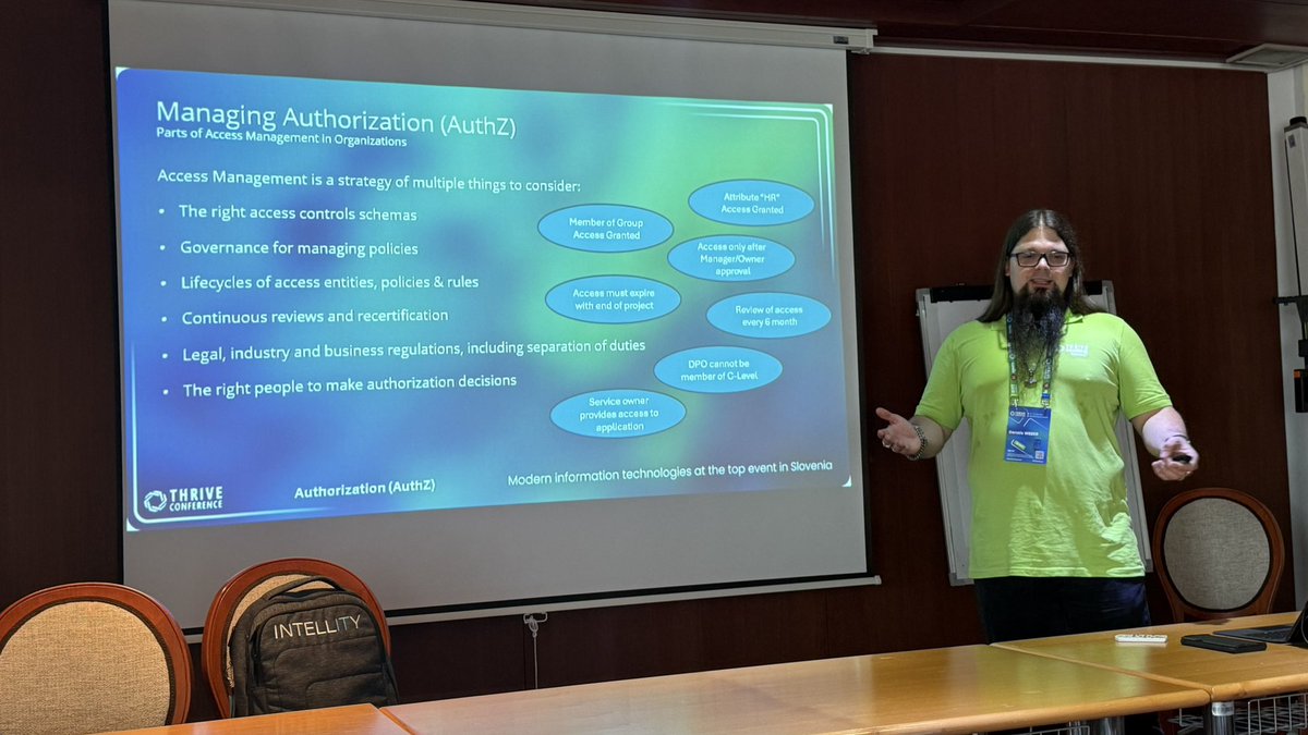 One of our key experts and MVP <a href="/dweber365/">Dennis Weber</a> talks about AuthZ and Authentication in #Entra ID during <a href="/ThriveITConf/">Thrive Conference</a> - well prepared session! #mvpbuzz #IntellityOnTour <a href="/IntellityNet/">Intellity GmbH</a> #ThriveITConf
