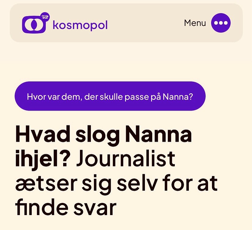 Hvem og hvad forårsagede Nannas død? Det opgav politiet at finde ud af. Så er det godt, at der findes røvseje og vedholdende journalister, der kæmper for at finde svarene.
<a href="/tv2kosmopol/">TV 2 Kosmopol</a> #enmillionstemmer #dkpol 

tv2kosmopol.dk/hvor-var-dem-d…