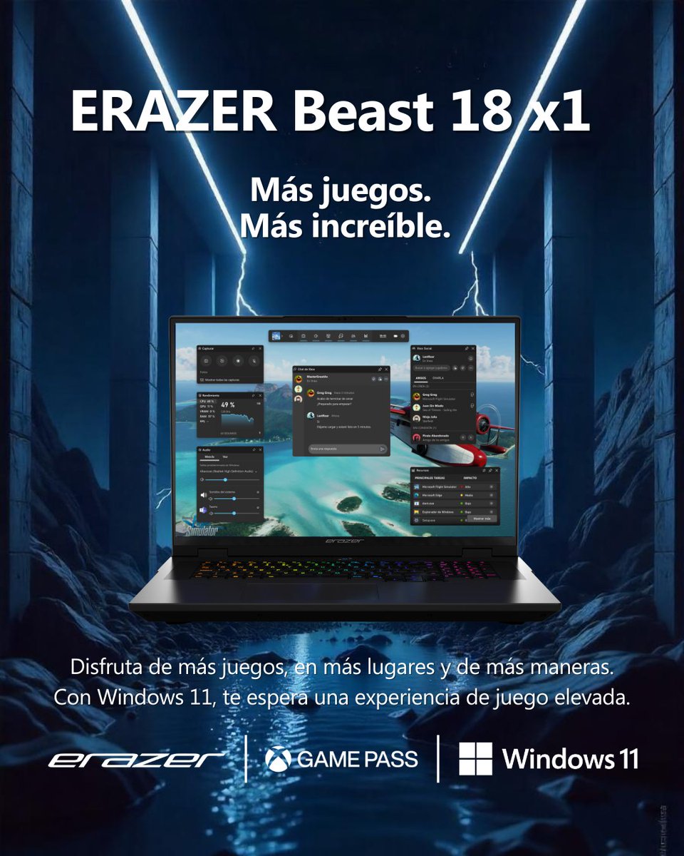 ERAZER Beast 18 x1: La máquina y la bestia en un solo dispositivo 💪⚡

Procesador: Intel Core Ultra 9 🚀
GPU NVIDIA GeForce RTX serie 50 🎮✨
Pantalla: 18 pulgadas QHD+ 🌈
Teclado retroiluminado
4.000 GB de SSD y 64 GB de RAM DDR5

Un nuevo mundo de videojuegos #Windows11