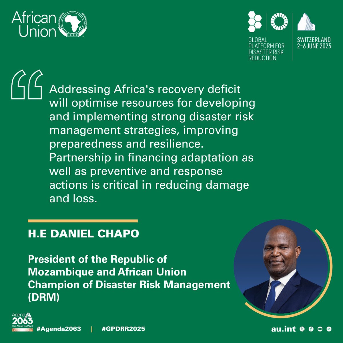 "Addressing Africa's recovery deficit will optimise resources for developing and implementing strong disaster risk management strategies, improving preparedness and resilience.
Partnership in financing adaptation as well as preventative and response actions is critical in
