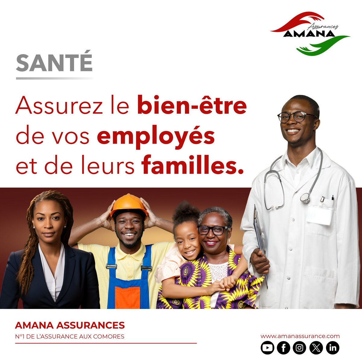 amanassurances's tweet photo. [𝐀𝐬𝐬𝐮𝐫𝐚𝐧𝐜𝐞 𝐬𝐚𝐧𝐭𝐞́ 𝐩𝐨𝐮𝐫 𝐞𝐧𝐭𝐫𝐞𝐩𝐫𝐢𝐬𝐞𝐬]
Simplifiez-vous la vie avec l’assurance santé d’Amana, conçue pour vous, vos employés et leurs familles. 

#assurance #santé #couverturesanté #assurancemaladie #mutuellesante #comores #insurance #comoros https://t.co/GpLqvPfJZ4