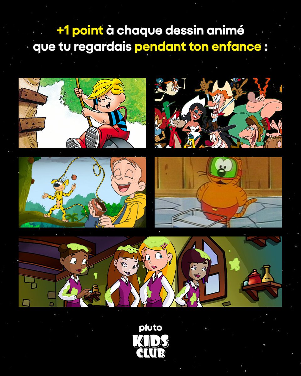 Alors, ça te fait combien de points ? 
La chaîne Kids Club, c'est dispo sur Pluto TV !