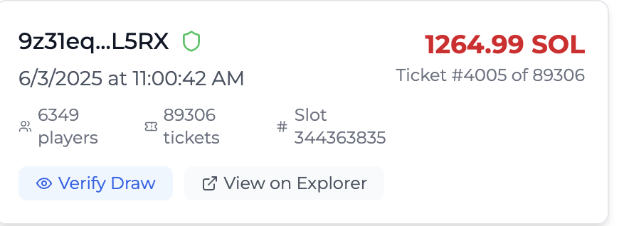 congrats 9z31eq...L5RX on the 1264 sol jackpot! ($204,000)

domain idi.sol

9z31eqEtovUCpyWko8ZxhU2QLXk7uLzxjmEMidiQL5RX

use it well!
