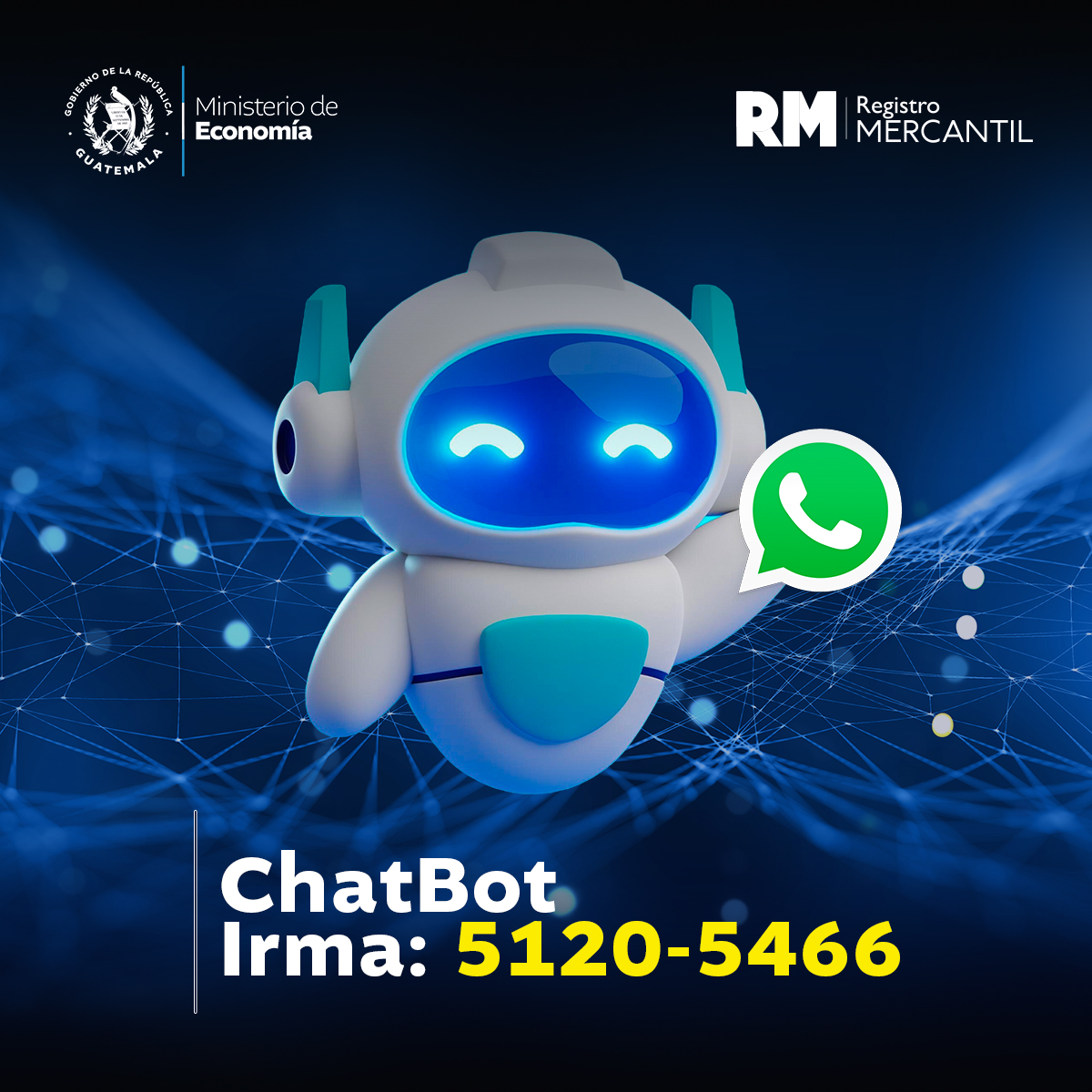 Registro Mercantil de la República de Guatemala (@registromercant) on Twitter photo 📷Irma está disponible 24/7 para resolver tus dudas y ayudarte con tus trámites de forma rápida y fácil. ¡Haz tus consultas en cualquier momento y lugar! 📷
📷 Chatea con Irma aquí: wa.link/h0nc40
<a href="/MINECOGT/">Ministerio Economía</a> 📷Irma está disponible 24/7 para resolver tus dudas y ayudarte con tus trámites de forma rápida y fácil. ¡Haz tus consultas en cualquier momento y lugar! 📷
📷 Chatea con Irma aquí: wa.link/h0nc40
<a href="/MINECOGT/">Ministerio Economía</a>