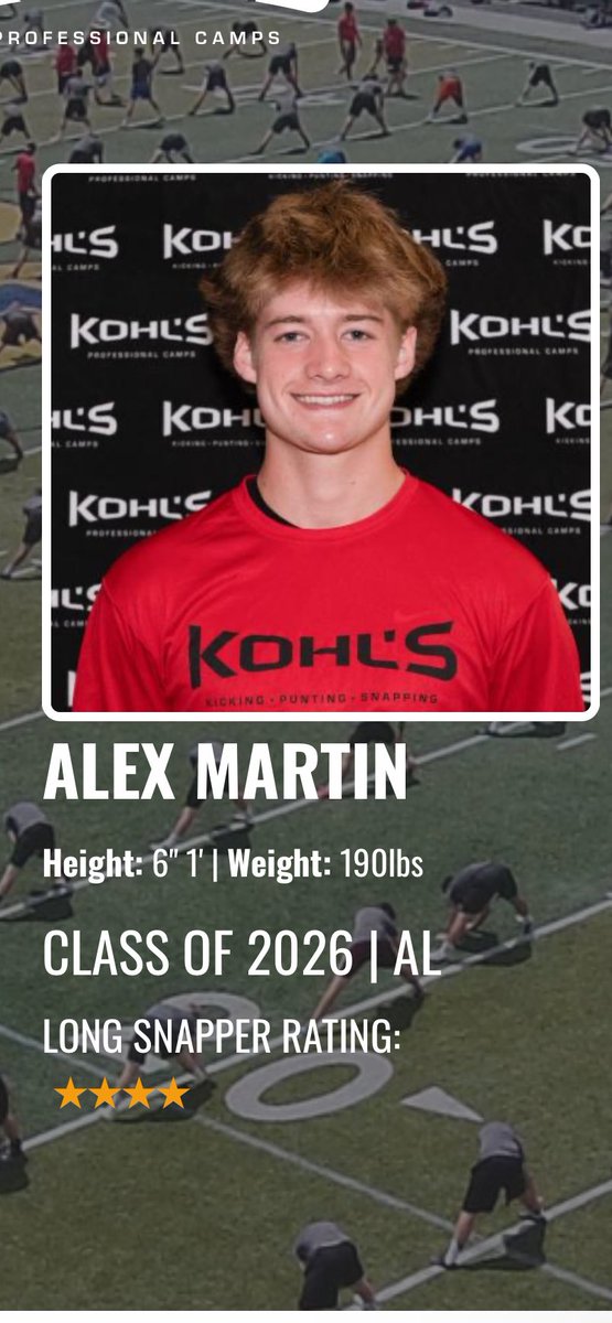 Alex Martin (@alex_martin2007) on Twitter photo Happy to receive 4 star Kohl's rating at the 2025 Southern Showcase
<a href="/McTJacketsFB/">McT Football</a> <a href="/the_coachmentor/">Coach Crenshaw M.Ed.</a> <a href="/CoachDFaulkner/">David Faulkner</a> <a href="/CoachTbuck4/">Tracy Buckhannon</a> <a href="/ConnorCollier12/">Connor</a> <a href="/QuintinProffitt/">COACH Q</a> <a href="/doriot5/">Mike Doriot</a> <a href="/CoachBrady56/">Coach Brady</a> <a href="/AL6AFootball/">Alabama6AFootball</a> <a href="/AL_Recruiting/">AL Recruiting</a> <a href="/PrepRedzoneAL/">Prep Redzone Alabama</a>
Game and Training Film: youtube.com/watch?v=DuFHJP… Happy to receive 4 star Kohl's rating at the 2025 Southern Showcase
<a href="/McTJacketsFB/">McT Football</a> <a href="/the_coachmentor/">Coach Crenshaw M.Ed.</a> <a href="/CoachDFaulkner/">David Faulkner</a> <a href="/CoachTbuck4/">Tracy Buckhannon</a> <a href="/ConnorCollier12/">Connor</a> <a href="/QuintinProffitt/">COACH Q</a> <a href="/doriot5/">Mike Doriot</a> <a href="/CoachBrady56/">Coach Brady</a> <a href="/AL6AFootball/">Alabama6AFootball</a> <a href="/AL_Recruiting/">AL Recruiting</a> <a href="/PrepRedzoneAL/">Prep Redzone Alabama</a>
Game and Training Film: youtube.com/watch?v=DuFHJP…