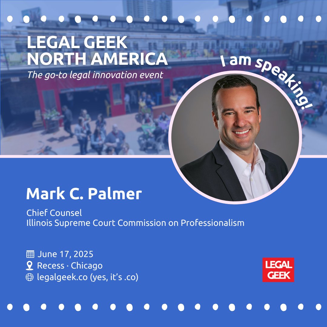 Mark C. Palmer (@palmerlaw) on Twitter photo 2️⃣ WEEKS AWAY!
2️⃣ EVENTS IN CHICAGO! 🏙️
At <a href="/wearelegalgeek/">Legal Geek</a> NA - I'm delivering a unique talk on #AI & persuasion 😊
lnkd.in/gPRsNYim
Next day (June 18) - Join me at <a href="/LegalTechHub1/">LegalTechHub</a>'s MidLaw GenAI CLE Seminar at <a href="/LoyolaLaw/">Loyola Law Chicago</a> 🤔
lnkd.in/g7MvJVn9
#legaltech 2️⃣ WEEKS AWAY!
2️⃣ EVENTS IN CHICAGO! 🏙️
At <a href="/wearelegalgeek/">Legal Geek</a> NA - I'm delivering a unique talk on #AI & persuasion 😊
lnkd.in/gPRsNYim
Next day (June 18) - Join me at <a href="/LegalTechHub1/">LegalTechHub</a>'s MidLaw GenAI CLE Seminar at <a href="/LoyolaLaw/">Loyola Law Chicago</a> 🤔
lnkd.in/g7MvJVn9
#legaltech