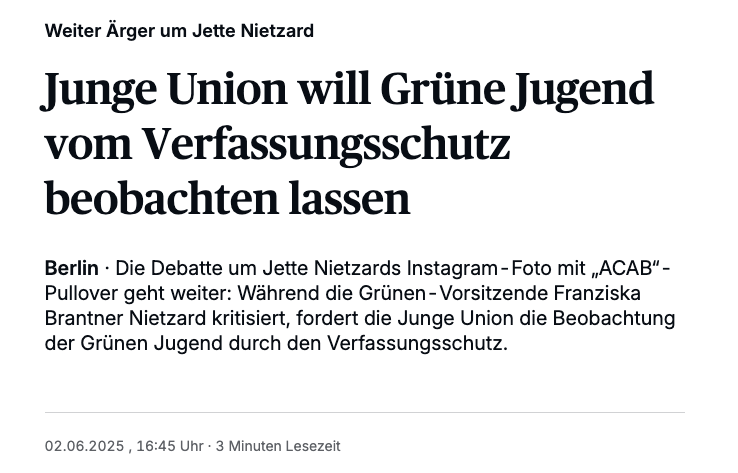 _nasir_ahmad_'s tweet photo. ACAB-Pulli ist kein Grund den BfV zu rufen. 

Diese Meldungen schon:
2024 JU-Chef Berlin postet Merkel als Hitler
2023 JU-Feier: „Ausländer raus“-Rufe & Nazi-Songs
2022 JU-Mitglied hetzt & zeigt Hitlergruß an Uni
2021 JU-Vorsitz Rhein-Berg zeigt Hitlergruß
2018 JU singt Wehrmachtslied am 9. NOV
