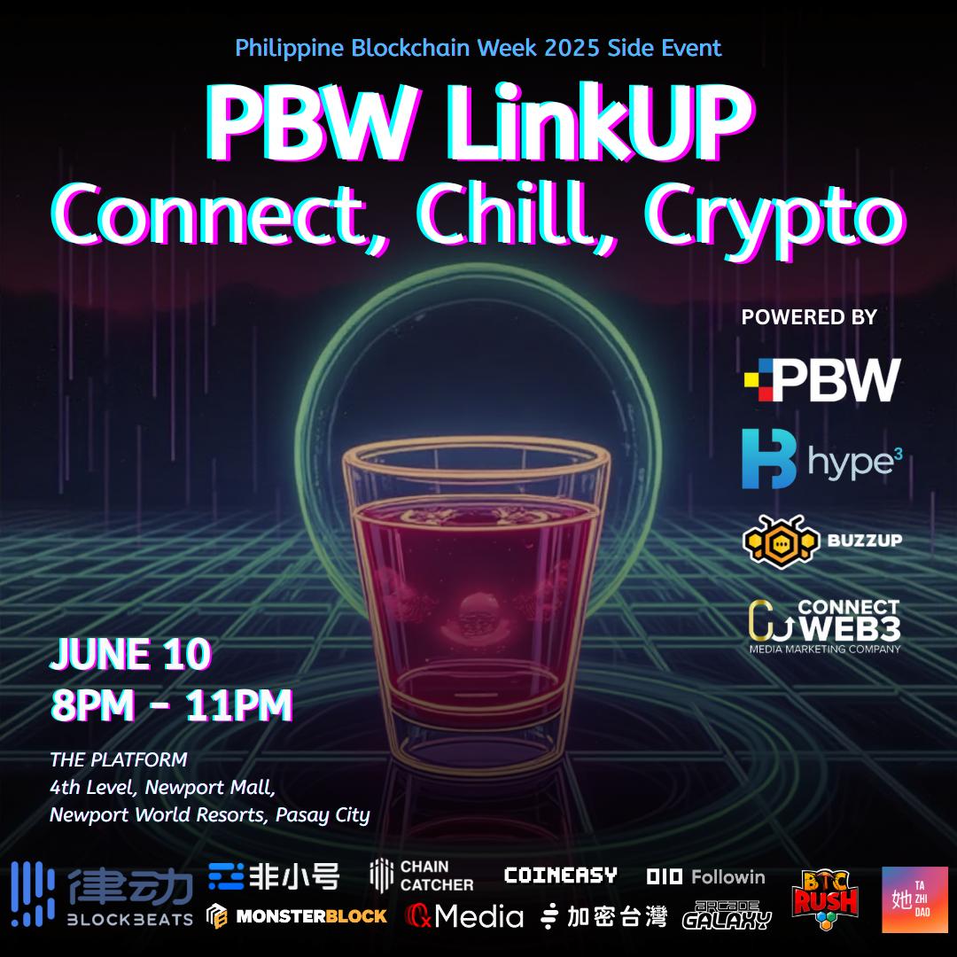 hype3_marketing's tweet image. Heading to #PBW2025 ? Let’s connect!
Join us for good vibes and $USDT giveaways✨
📆 10 June | 8PM – 11PM
🔗 lu.ma/loxk46oc
Co-hosted with @BuzzUpHQ & @Connectweb3ph
Media Partners @BlockBeatsAsia @feixiaohaocom @ChainCatcher_ @Coiniseasy @monsterblockhk @0xmediaco