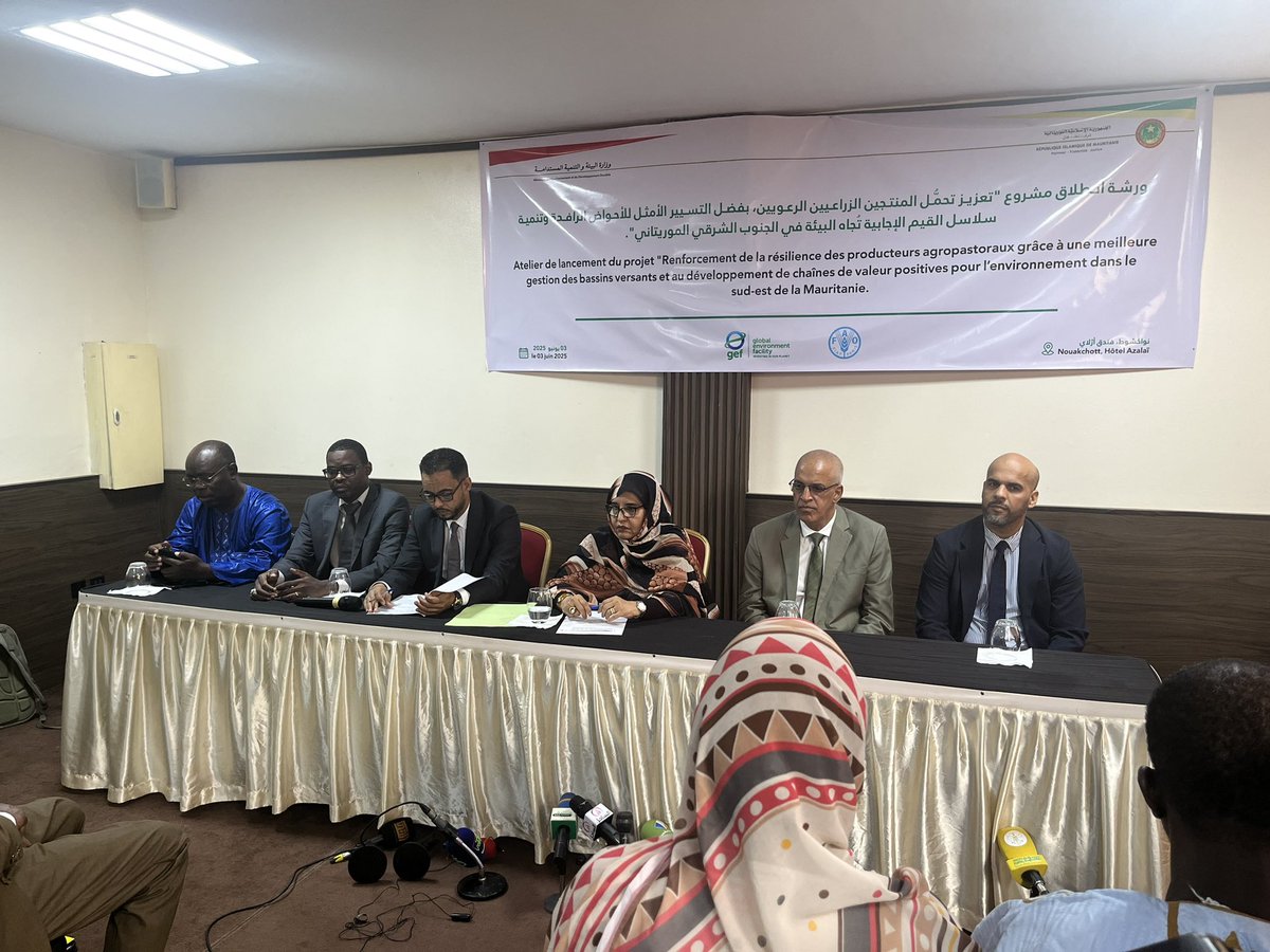 FAOMauritania (@faomauritania) on Twitter photo Lancement du projet <a href="/FAO/">Food and Agriculture Organization</a>-@rim_MEDD pour 💪🏻la résilience agro-pastorale via la gestion durable des bassins versants&chaînes de valeur vertes dans le Sud-Est 🇲🇷.Financé par #FEM7 (fonds PMA), il couvre Tagant, Gorgol, Assaba & Hodh El Gharbi. Ouverture par Mme la Ministre <a href="/rim_medd/">RIM Minstére de l’Environnement MEDD</a> Lancement du projet <a href="/FAO/">Food and Agriculture Organization</a>-@rim_MEDD pour 💪🏻la résilience agro-pastorale via la gestion durable des bassins versants&chaînes de valeur vertes dans le Sud-Est 🇲🇷.Financé par #FEM7 (fonds PMA), il couvre Tagant, Gorgol, Assaba & Hodh El Gharbi. Ouverture par Mme la Ministre <a href="/rim_medd/">RIM Minstére de l’Environnement MEDD</a>