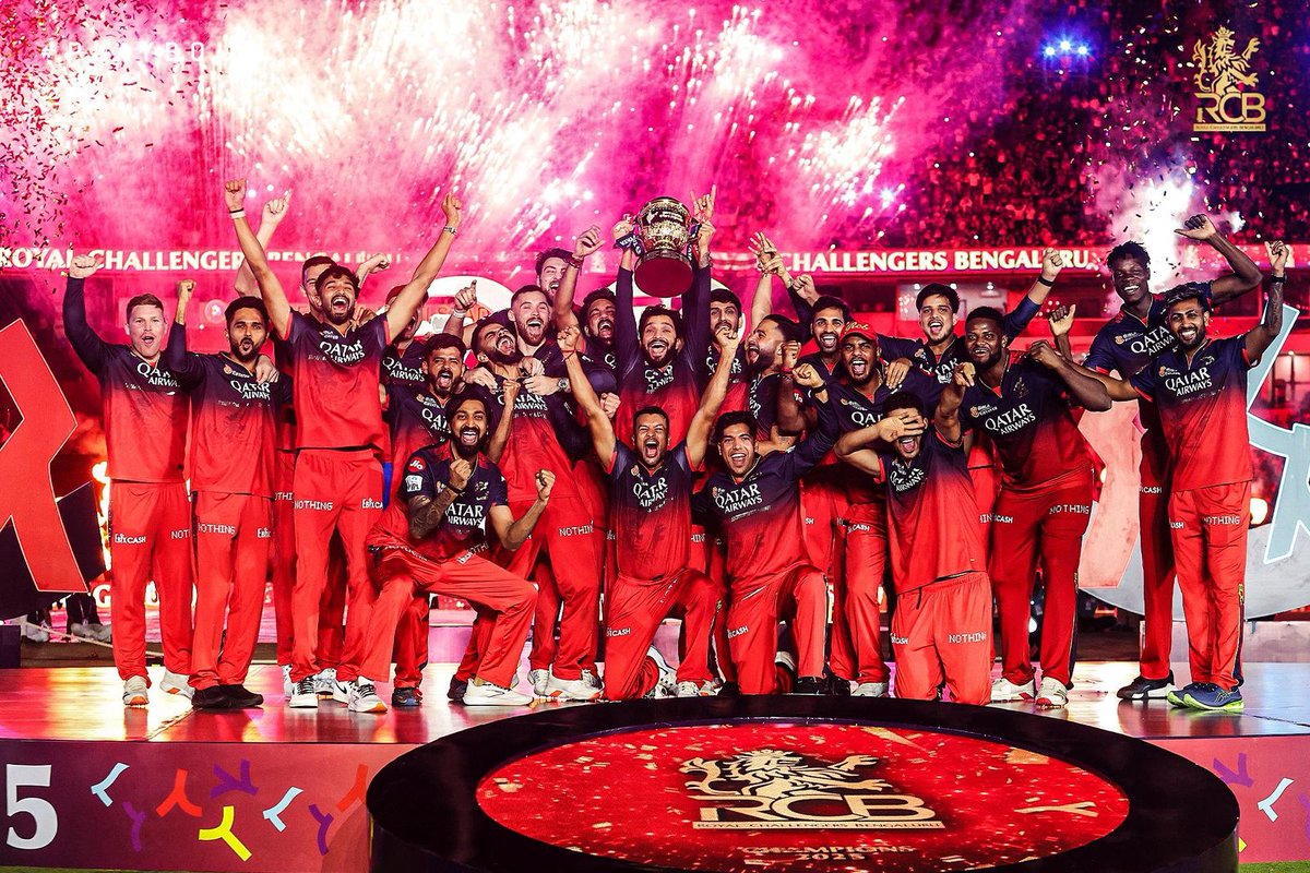 IT FINALLY HAPPENED! 🏆🔥
From heartbreaks to history — after 17 years of blood, belief &amp; bold cricket, RCB are the IPL CHAMPIONS! 💥
Been watching since 2011 — Gayle storms, AB magic, Kohli tears… we lived it all.
Tonight, it's not just a win. It's redemption.❤️💛 #RCB #IPL2025
