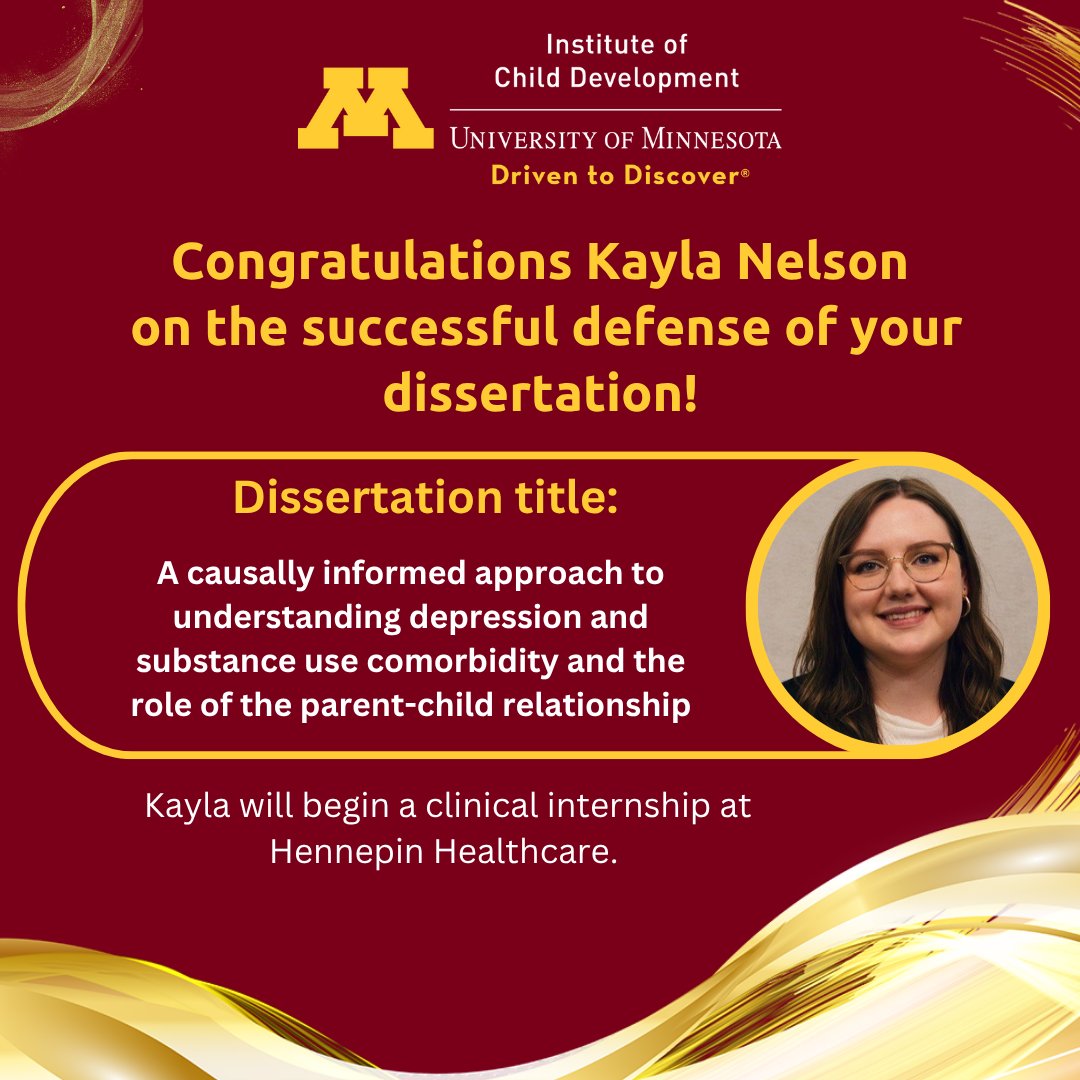 UMN_ICD's tweet image. 🥳 Congratulations to Kayla Nelson on defending your dissertation! We are so proud of you for accomplishing this milestone!