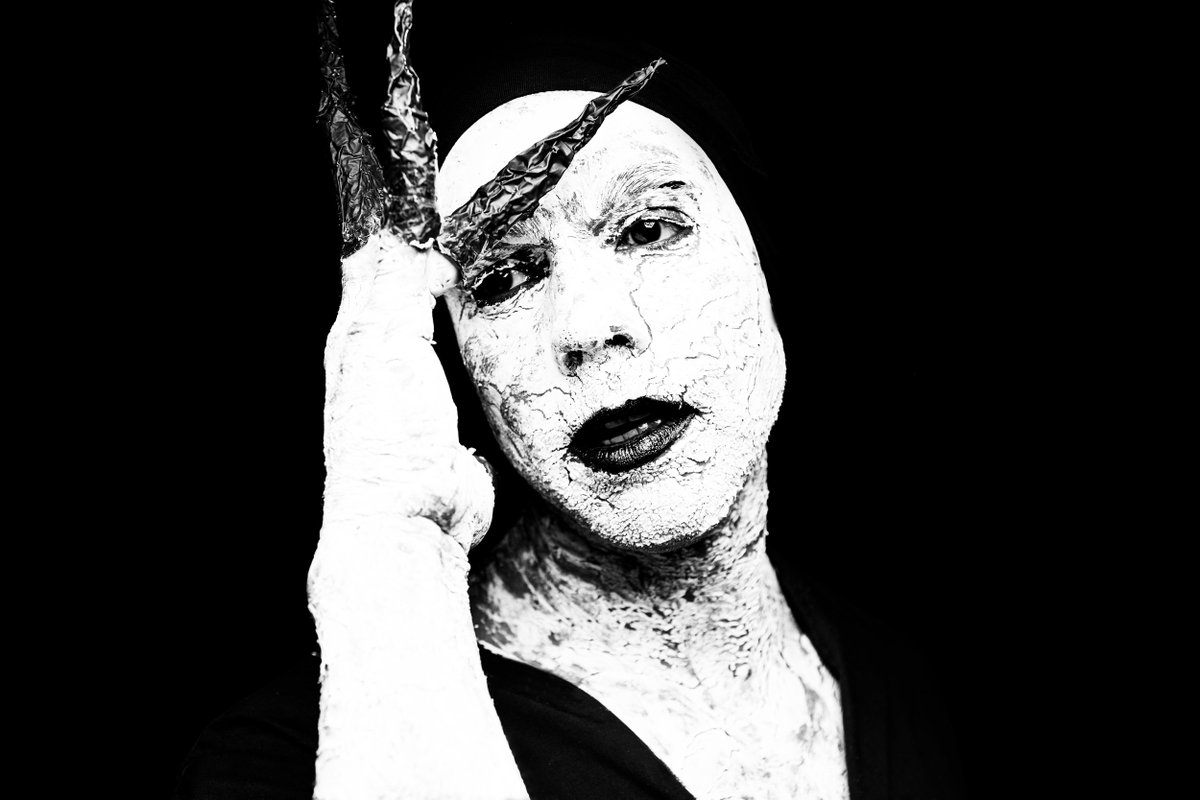 Read <a href="/OujiPegah/">Pegah Ouji</a> 's mind-reeling "Hayoula" on our site!
"She reads her daughter’s books twice, running her index finger along the edges, hoarding all the paper cuts for herself.  She scours the pages for Hayoula claw prints..."

Art: “Llorando a Rodón en Butoh; 2” by Jorge Luna