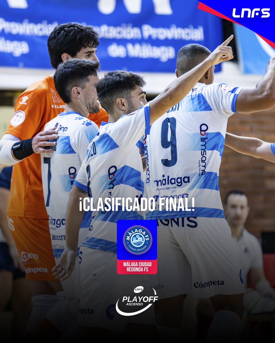 LNFS (@lnfs) on Twitter photo 🥳 ¡𝐅𝐈𝐍𝐀𝐋𝐈𝐒𝐓𝐀!
🔵⚪ <a href="/MalagaFS/">Málaga Ciudad Redonda FS</a> gana su serie y se clasifica para las finales del #PlayOffLNFS por ascender a Primera División
#LNFS #LigaFutsalProfesional 🥳 ¡𝐅𝐈𝐍𝐀𝐋𝐈𝐒𝐓𝐀!
🔵⚪ <a href="/MalagaFS/">Málaga Ciudad Redonda FS</a> gana su serie y se clasifica para las finales del #PlayOffLNFS por ascender a Primera División
#LNFS #LigaFutsalProfesional