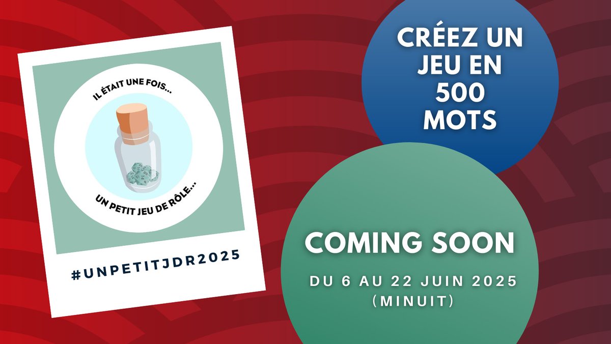 unpetitjdr's tweet image. 🎲 Le jury #UnPetitJDR 2025 au complet !
Un casting passionné et plein de talent ❤️

📅 Thème concours annoncé le 6 juin à 10h
🔗 Infos &amp;amp; portraits : linktr.ee/unpetitjdr
💬 Rejoins-nous sur Discord ! discord.gg/p9tAMab8hc