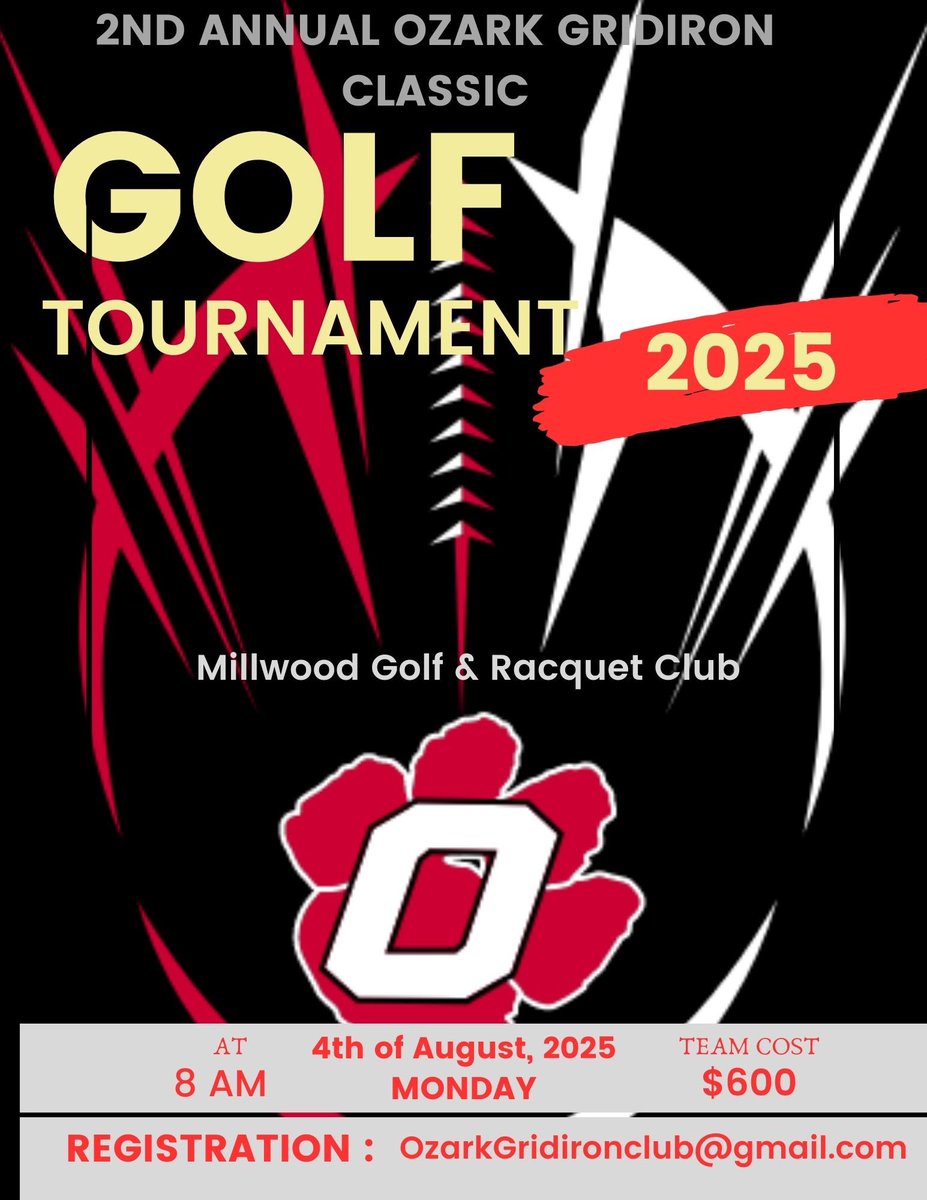 OzarkTigersFB (@ozarktigersfb) on Twitter photo Join us for our 2nd Annual Gridiron Classic Golf Tourney on Aug 4th!!!
A great time and great program builder!!!
<a href="/OzarkTigers/">Ozark Schools</a> <a href="/OzarkHS/">Ozark Tigers</a> Join us for our 2nd Annual Gridiron Classic Golf Tourney on Aug 4th!!!
A great time and great program builder!!!
<a href="/OzarkTigers/">Ozark Schools</a> <a href="/OzarkHS/">Ozark Tigers</a>