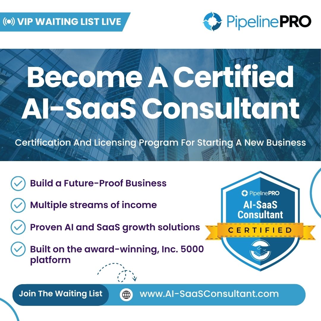 PipelinePRO_'s tweet photo. 🚨 AI ISN’T TAKING JOBS. IT’S CREATING EMPIRES. 🚨

Launching soon: The Certified AI-SaaS Consultant 
Program by PipelinePRO (Inc. 5000)

✅ Global license
✅ Recurring income
✅ Be the implementer — not the replaced.

Join early: https://t.co/U17zqbrGln

#AI #FutureOfWork https://t.co/6eHAM4Q7dr