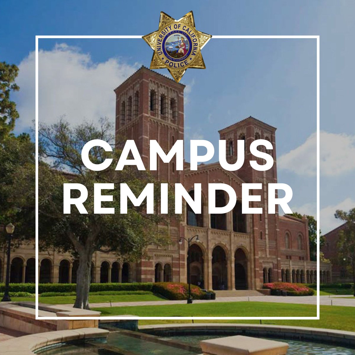 📢  Reminder!
The guidelines for public expression activities are called Time, Place and Manner Policies. For a full list visit: adminvc.ucla.edu/tpm-policies

🗣️ Demonstrations must not disrupt other campus activities. Violations may result in removal or legal consequences.