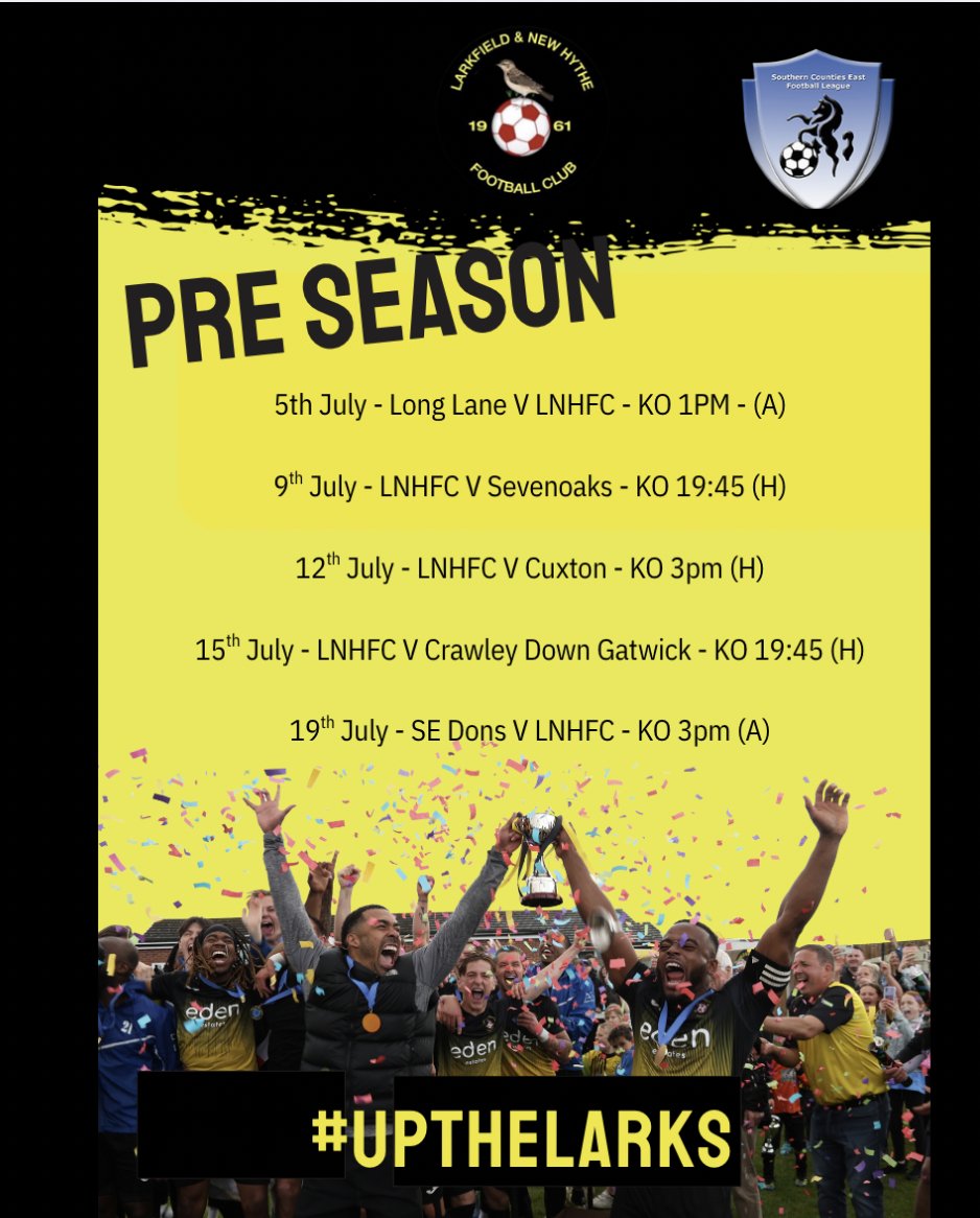 LNHFC FIRST TEAM PRE-SEASON FRIENDLIES 2025-2026 ⚽ Come and support the lads for pre-season. ⚽

UPTHELARKS!!