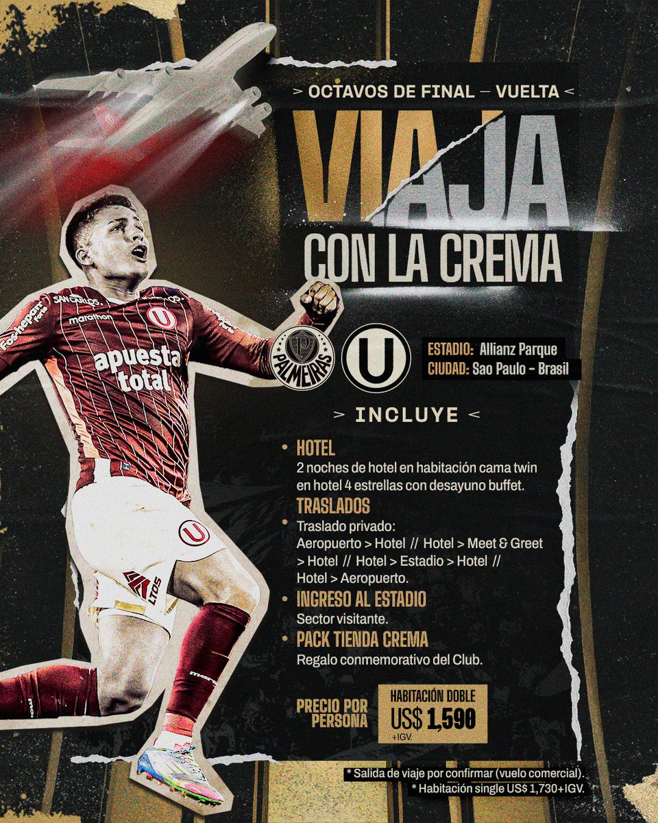 𝗡𝗢𝗦 𝗩𝗔𝗠𝗢𝗦 𝗔 𝗕𝗥𝗔𝗦𝗜𝗟 🇧🇷💛

👉 Abrimos la venta de "Viaja con la Crema" para los Socios Cremas y Adherentes que acompañarán al equipo en Sao Paulo ante Palmeiras por octavos de final de la Libertadores.

✈️ Únete a «Viaja con la Crema» aquí ▶️ socioadherente.universitario.pe