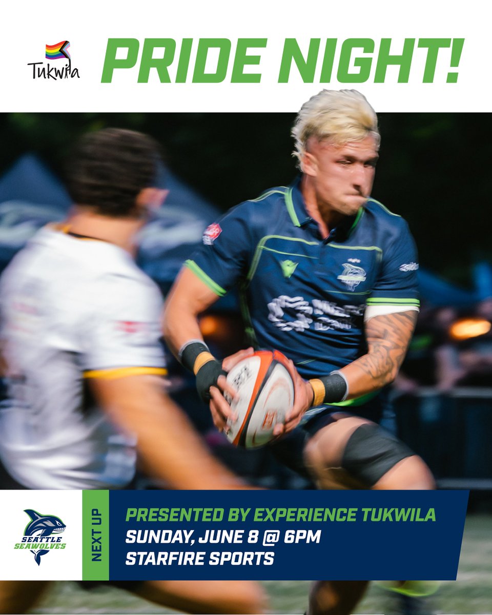 Experience Tukwila (@exptukwila) on Twitter photo This weekend, <a href="/SeawolvesRugby/">Seattle Seawolves Rugby</a> are leaving it all on the field as they look to secure a playoff spot in their final home match of the season.
Experience Tukwila is proud to sponsor their Pride Night match to help cheer them into the playoffs!
experiencetukwila.com/event/seawolve… This weekend, <a href="/SeawolvesRugby/">Seattle Seawolves Rugby</a> are leaving it all on the field as they look to secure a playoff spot in their final home match of the season.
Experience Tukwila is proud to sponsor their Pride Night match to help cheer them into the playoffs!
experiencetukwila.com/event/seawolve…