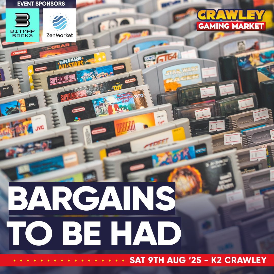 Video Game Market (@thevgmarket) on Twitter photo Are you ready for unbeatable bargains at Crawley Gaming Market? From retro classics to modern gems, you’ll find it all! 🎮🕹👾
🎟 eventbrite.co.uk/e/1326407684089
Event Sponsors
@Bitmap_Books 📚 linktr.ee/bitmapbooks
<a href="/zenmarket_en/">ZenMarket EN</a> 🗾 go.zenmarket.jp/replayevents
#CrawleyGamingMarket Are you ready for unbeatable bargains at Crawley Gaming Market? From retro classics to modern gems, you’ll find it all! 🎮🕹👾
🎟 eventbrite.co.uk/e/1326407684089
Event Sponsors
@Bitmap_Books 📚 linktr.ee/bitmapbooks
<a href="/zenmarket_en/">ZenMarket EN</a> 🗾 go.zenmarket.jp/replayevents
#CrawleyGamingMarket