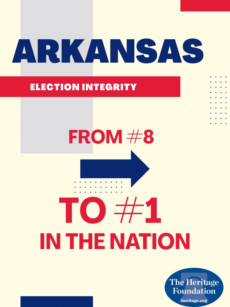Samantha Boyd (@samanthaboyd98) on Twitter photo šØ #NEWS: Secretary Cole Jester holding press conference to announce Arkansasās new #1 in the nation ranking for election integrity according to the latest <a href="/Heritage/">Heritage Foundation</a> scorecard.
Wins for Arkansas elections under Jesterās leadership:
ā¢Joining the federal SAVE program to check šØ #NEWS: Secretary Cole Jester holding press conference to announce Arkansasās new #1 in the nation ranking for election integrity according to the latest <a href="/Heritage/">Heritage Foundation</a> scorecard.
Wins for Arkansas elections under Jesterās leadership:
ā¢Joining the federal SAVE program to check
