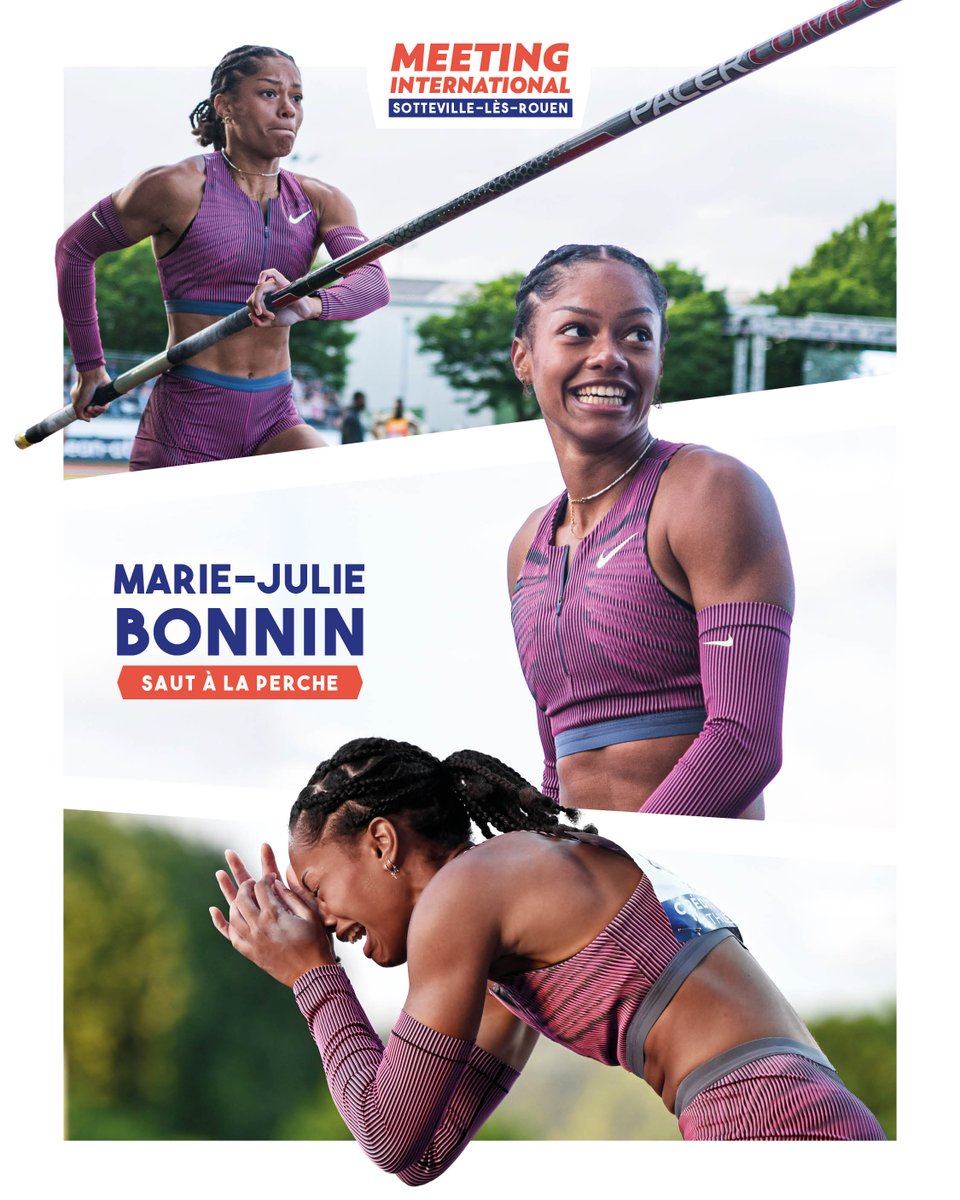 😍 MJ Bonnin sera au meeting !

À 23 ans, elle est déjà :
🥇 Championne du monde en salle (25)
🥉 Médaillée de bronze Euro indoor (25)
🥇 Championne d’Europe U23 (23)
🇫🇷 Record de France égalé (4,75 m)

Elle revient avec ambition ce 07 juillet !
📍 Entrée gratuite, dès 19h
#MIS25