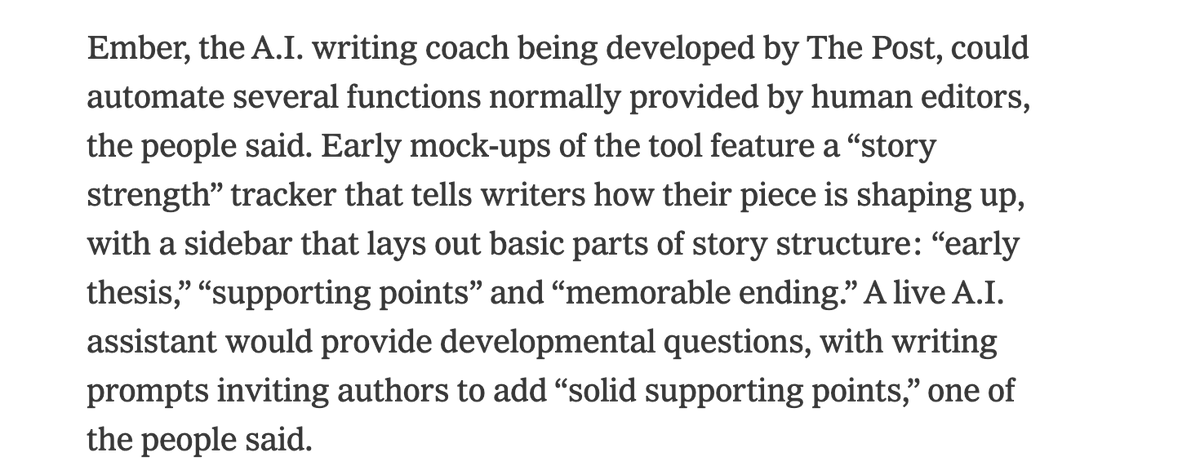 scoop: The Washington Post is developing an A.I.-powered story editor called "Ember," which would offer guidance like this
nytimes.com/2025/06/03/bus…