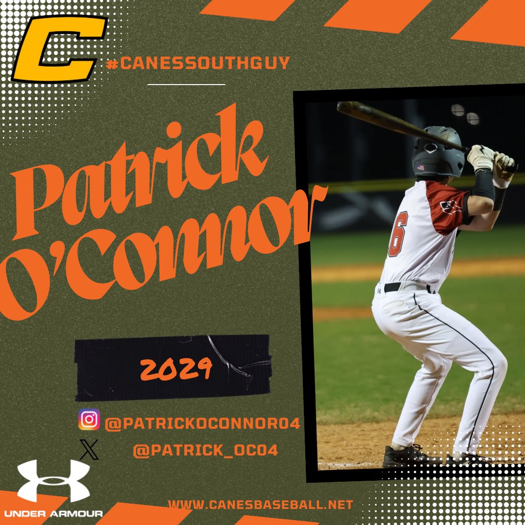 Canes South (@canessouth) on Twitter photo Meet the #CanesSouthGuy
Patrick O’Connor
2029
UTL
Palmetto Scout 2028
5’10”
160
R/R
Dream Vacation: Mars
<a href="/TheCanesBB/">Canes Baseball</a> <a href="/DynamicBaseball/">Dynamic Baseball</a> Meet the #CanesSouthGuy
Patrick O’Connor
2029
UTL
Palmetto Scout 2028
5’10”
160
R/R
Dream Vacation: Mars
<a href="/TheCanesBB/">Canes Baseball</a> <a href="/DynamicBaseball/">Dynamic Baseball</a>