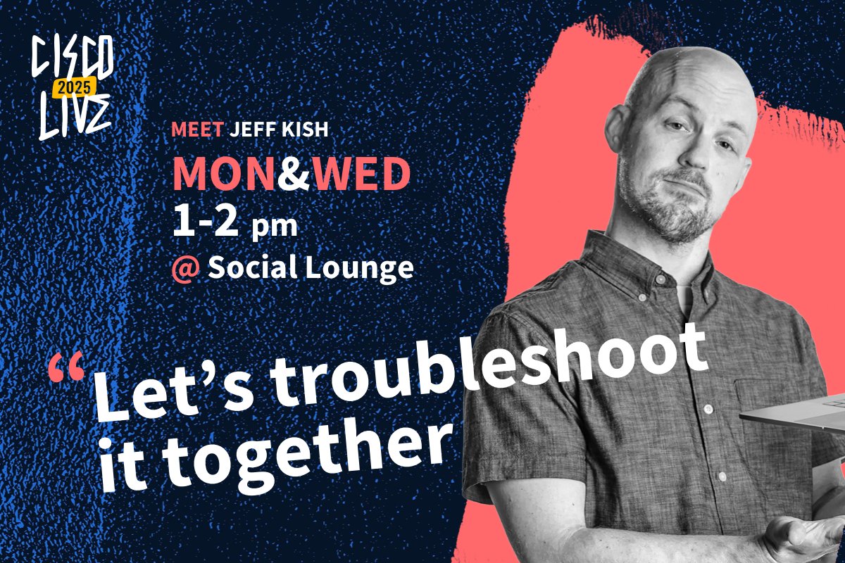 Networking nerd. Lab wizard. Your go-to guy for CCNA to CCIE.
<a href="/KishSquared/">Jeff Kish</a> has helped learners for years — and at #CiscoLive, he’s ready for your questions.

Find Jeff at the Social Lounge Monday and Wednesday — just look for the CBT Nuggets gold.
bit.ly/3SDVtE8