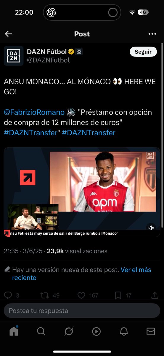 fefefefernando's tweet photo. Bestia el titular de @DAZNFutbol sobre Ansu Fati y el Mónaco @ANSUFATI @AS_Monaco_ES https://t.co/zJb9w6FCcE