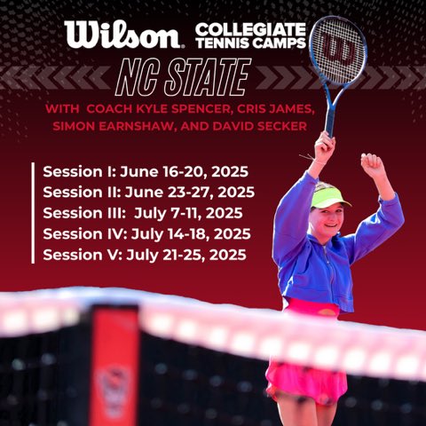 Cris James (@criscanuck) on Twitter photo It’s that time of year, best tennis camps in the triangle! Sign up now! <a href="/PackMensTennis/">NC State Men’s Tennis 🐺🎾</a> <a href="/RaleighTennis/">Raleigh Tennis Association</a> <a href="/RalProLeague/">Raleigh Pro League</a> <a href="/WWTA_NC/">Western Wake Tennis</a> <a href="/ustasouthern/">USTA Southern</a> It’s that time of year, best tennis camps in the triangle! Sign up now! <a href="/PackMensTennis/">NC State Men’s Tennis 🐺🎾</a> <a href="/RaleighTennis/">Raleigh Tennis Association</a> <a href="/RalProLeague/">Raleigh Pro League</a> <a href="/WWTA_NC/">Western Wake Tennis</a> <a href="/ustasouthern/">USTA Southern</a>