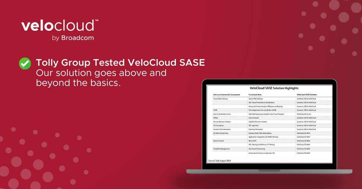 Stronger security. Smoother connectivity. Smarter operations. Tolly’s latest validation shows how VeloCloud SASE delivers all three, going beyond traditional frameworks to support edge modernization, zero trust, and simplified deployment.

Read more: broadcom.com/company/indust…
