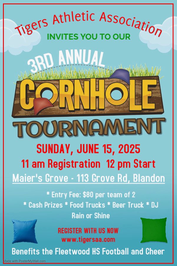 Our cornhole tournament is quickly approaching.  Have you registered yet?