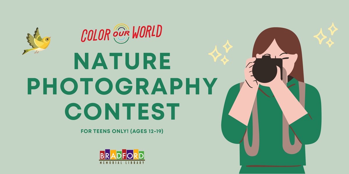 ElDoradoLibrary's tweet image. As part of our Summer Reading Program, we will be having a summer-long photography contest for teens! The theme will be Color Our World: Nature, so send us your most colorful/creative photos for the chance to win!

Please visit the library website or call for further information.