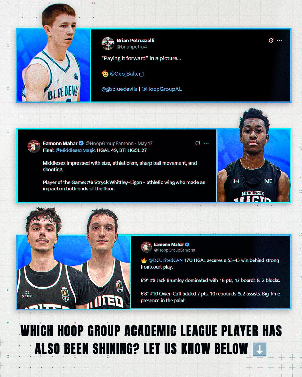 Hoop Group Academic League (HGAL) (@hoopgroupal) on Twitter photo 📚🏀 The inaugural Hoop Group Academic League (HGAL) is in full swing — and it’s already producing some standout talent on the hardwood and in the classroom.
<a href="/HoopGroupEamonn/">Eamonn Mahar</a> & Boys Senior Director of Recruitment <a href="/brianpetro4/">Brian Petruzzelli</a> have had their eyes on a few rising stars early. 📚🏀 The inaugural Hoop Group Academic League (HGAL) is in full swing — and it’s already producing some standout talent on the hardwood and in the classroom.
<a href="/HoopGroupEamonn/">Eamonn Mahar</a> & Boys Senior Director of Recruitment <a href="/brianpetro4/">Brian Petruzzelli</a> have had their eyes on a few rising stars early.