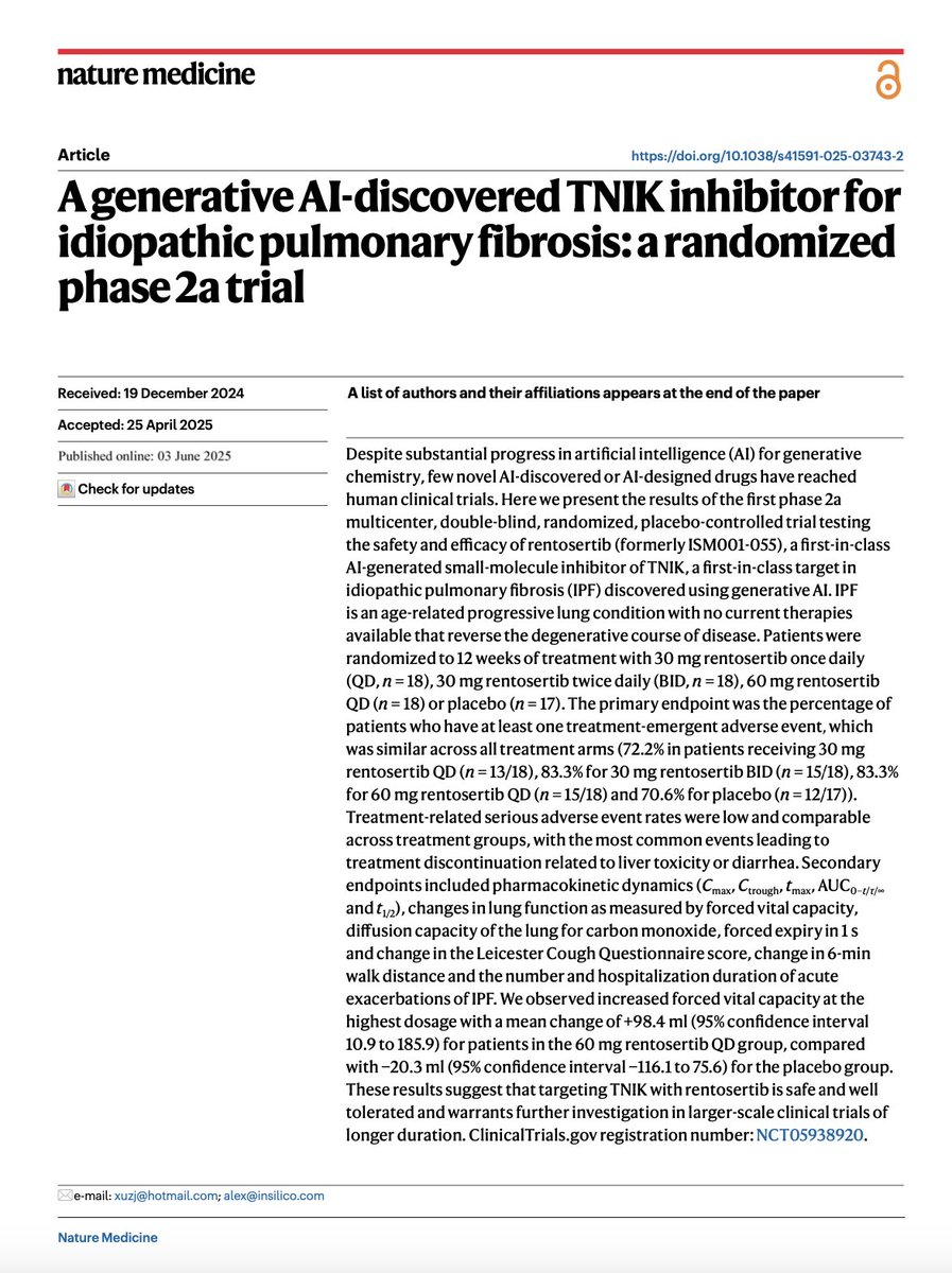 One of the most important papers in my life and probably one of the most important papers in the history of generative reinforcement learning in drug discovery and development. Too early to claim any victories as further studies are needed but read it with <a href="/grok/">Grok</a>