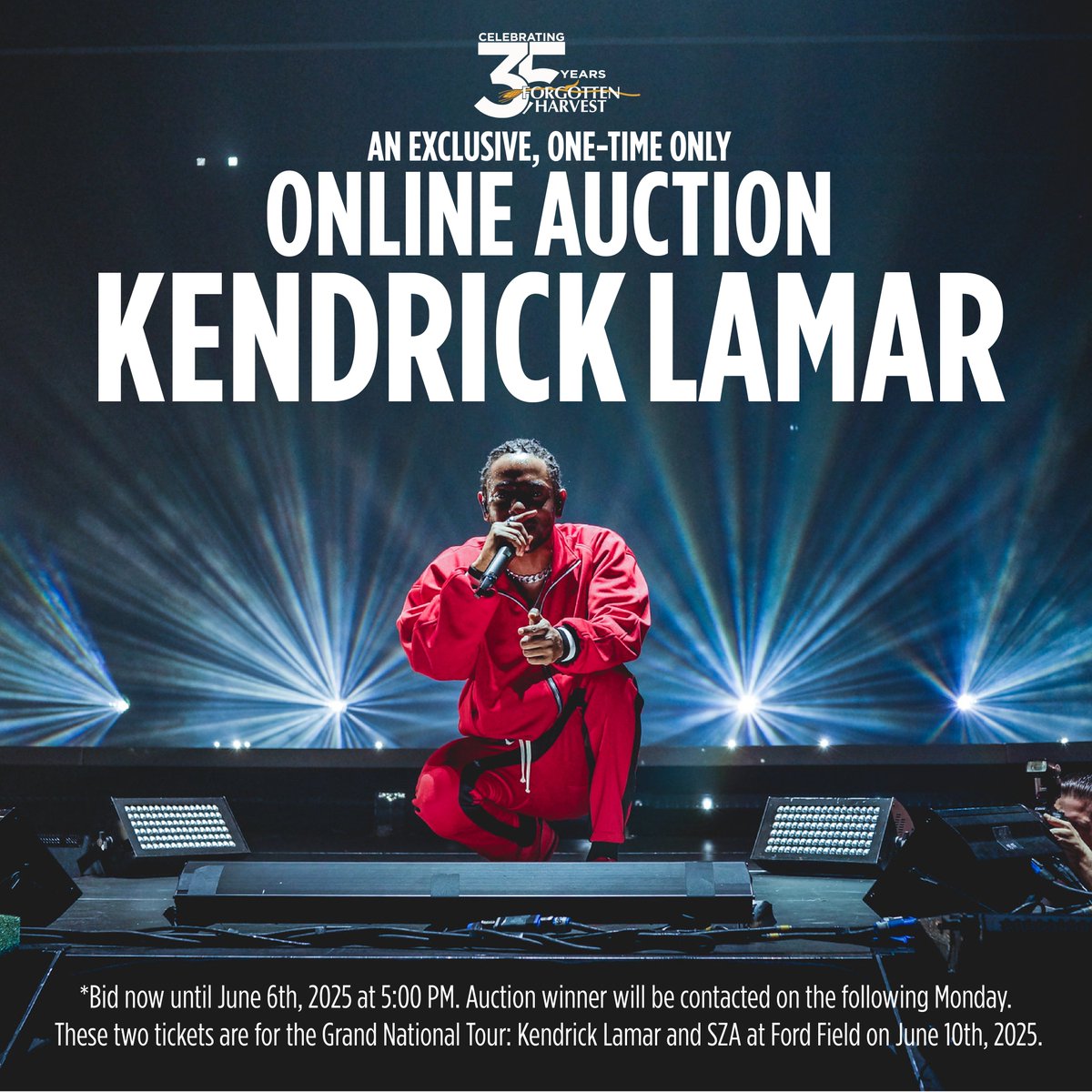 💥 Two floor seats. One unforgettable night. 💥
See Kendrick Lamar and SZA at Ford Field and support Forgotten Harvest!
Bid now for a shot to win, now until Friday at 5:00 PM.
cbo.io/app/public/bid…
