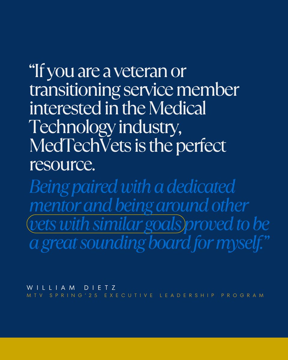 Congratulations to our Spring 2025 Executive Program graduates! 🎓 Katharine Carlson, William Dietz, Grace Kim, Meghan Connor, and Riordan Nolan

Want to learn more about MedTechVets? Visit our website: medtechvets.org

#medtech #veteransupport #nonprofit
